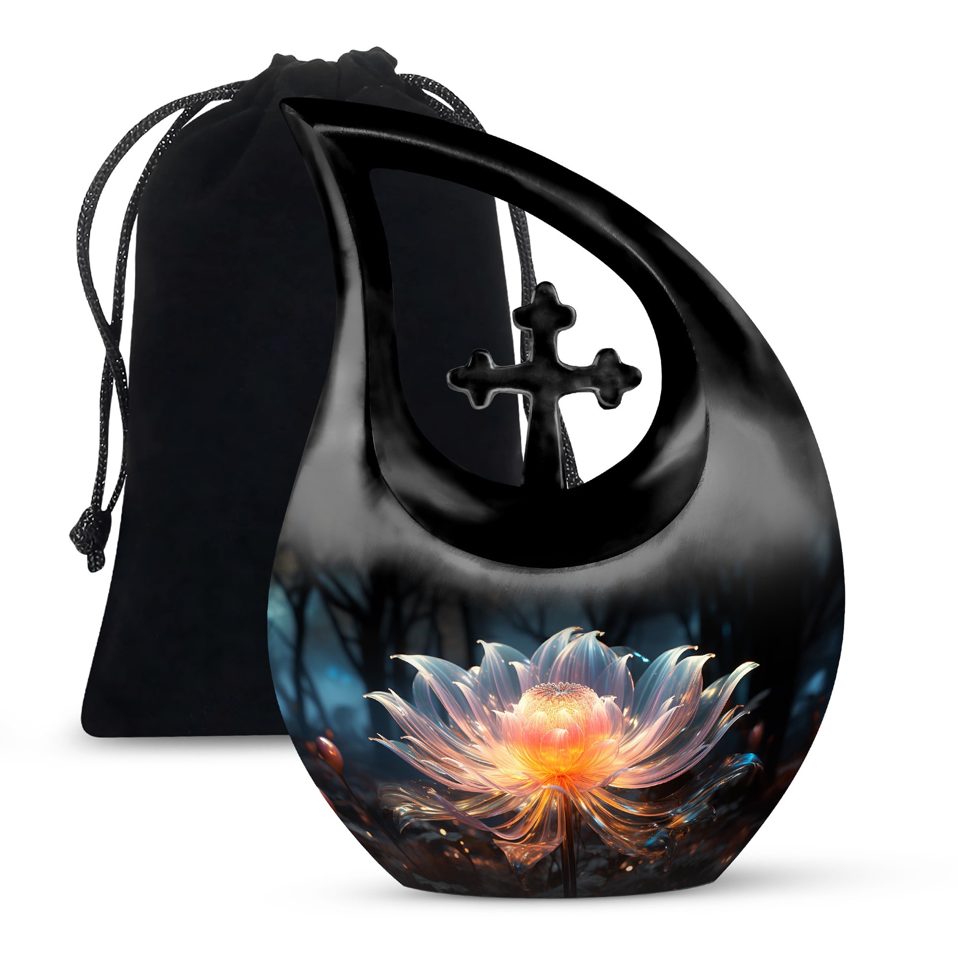 Lily Forest Theme Cremation Urn - Aluminium Funeral Urn For Loved Ones