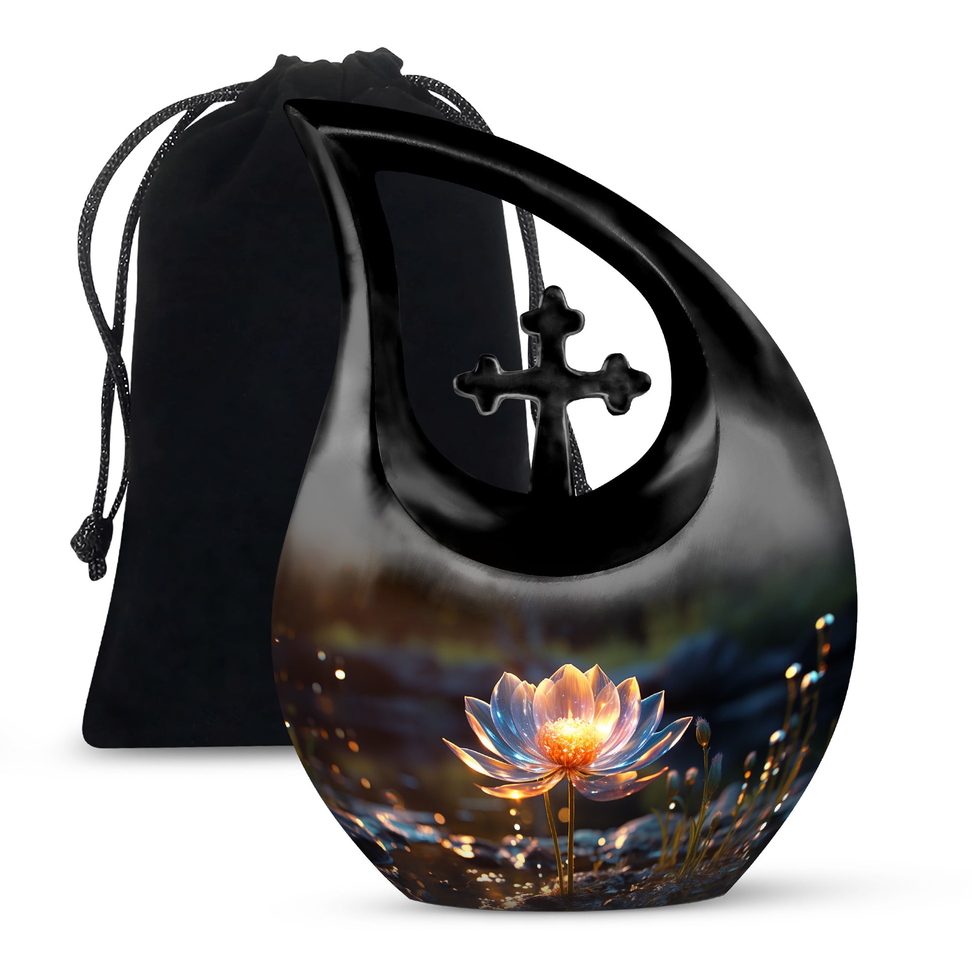 Glowing Lotus Memorial Urn - Large Cremation Urn For Ashes