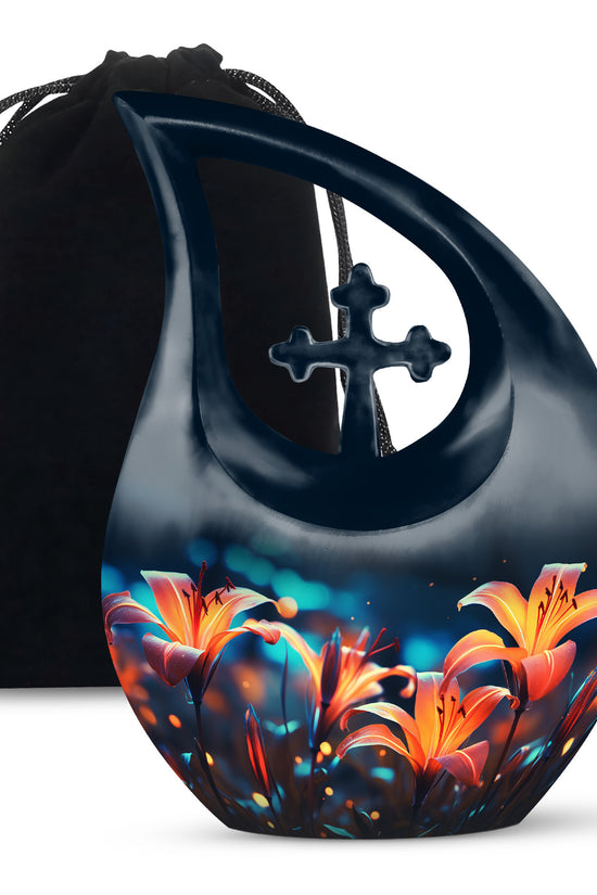 Lily Theme Memorial Urn - Funeral Urn For Male & Female