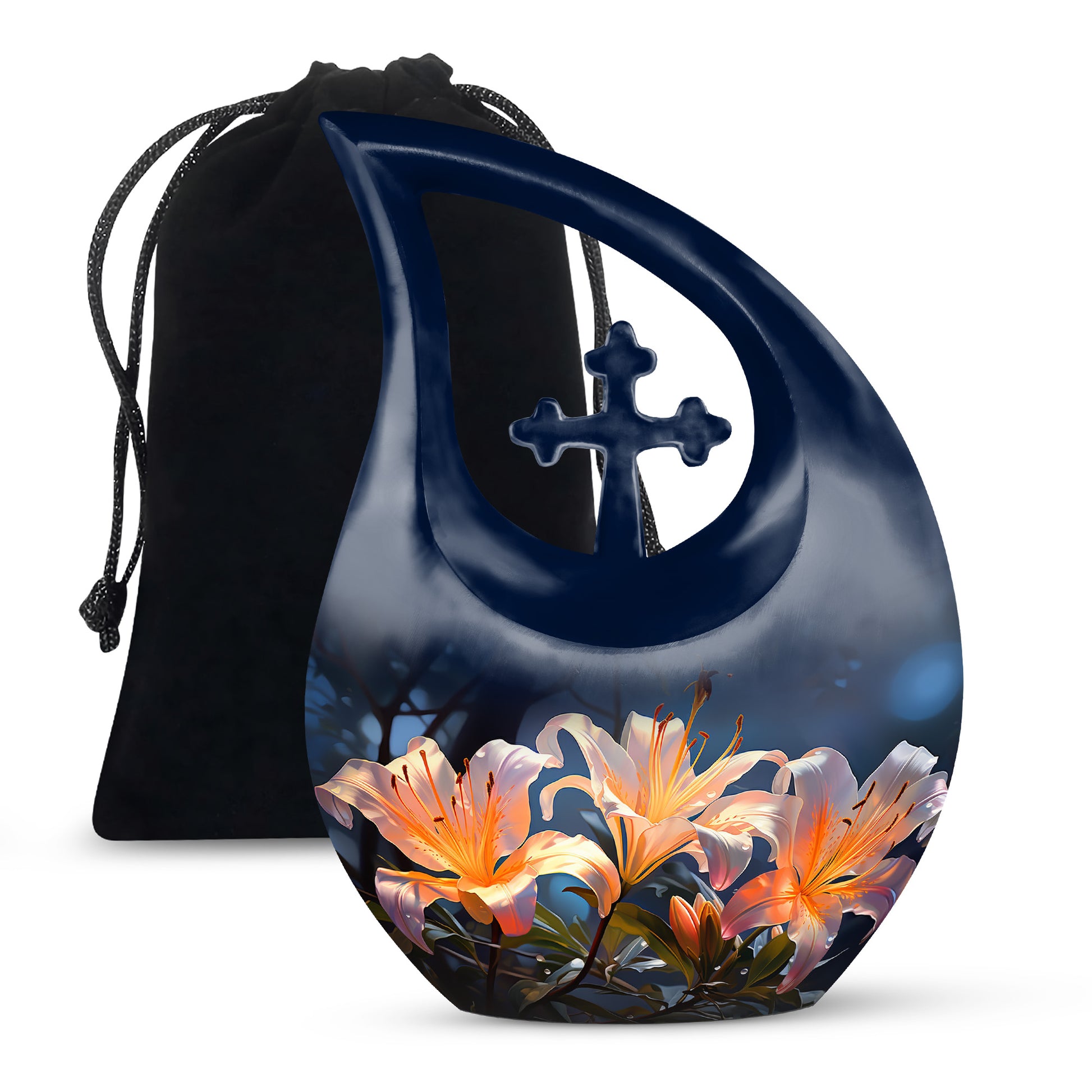 Serene Lily Flower Memorial Urn - Beautiful Cremation Urn For Ashes