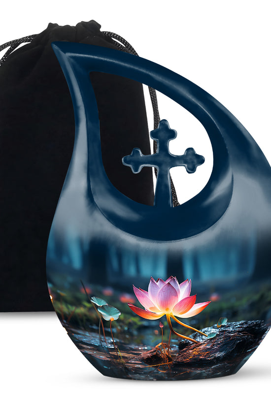 Lotus Flower Theme Cremation Urn - Aluminum Urn For Adult Ashes
