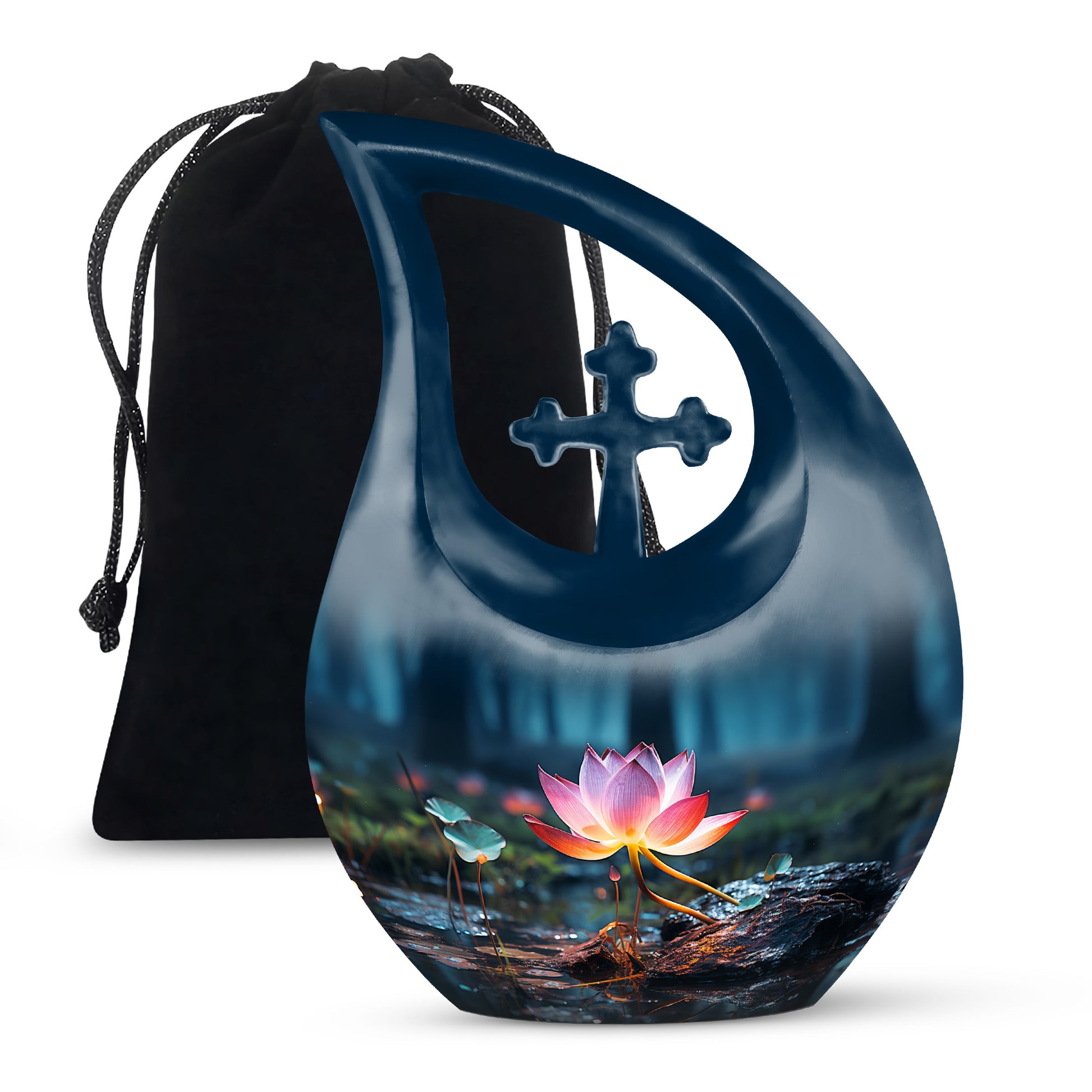 Lotus Flower Theme Cremation Urn - Aluminum Urn For Adult Ashes