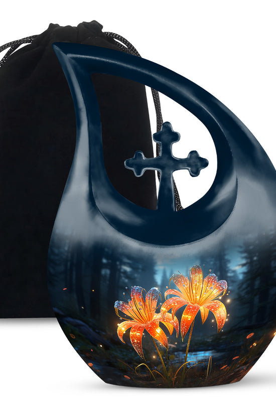 Nature Lily Memorial Urn - Burial Cremation Urn For Adult Ashes