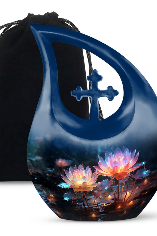 Lotus Flower Funeral Urn For Ashes - Decorative Adult Cremation Urn