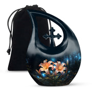 Orange Lily Cremation Urn - Floral Theme Funeral Urn For Loved Ones