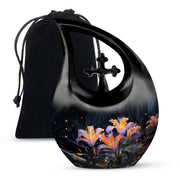 Beautiful Lily Theme Funeral Urn - Aluminum Memorial Urn For Adult Ashes