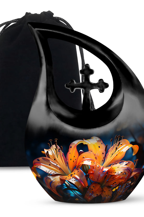 Tiger Lily Cremation Urn - Elegant Floral Memorial Urn For Human Ashes