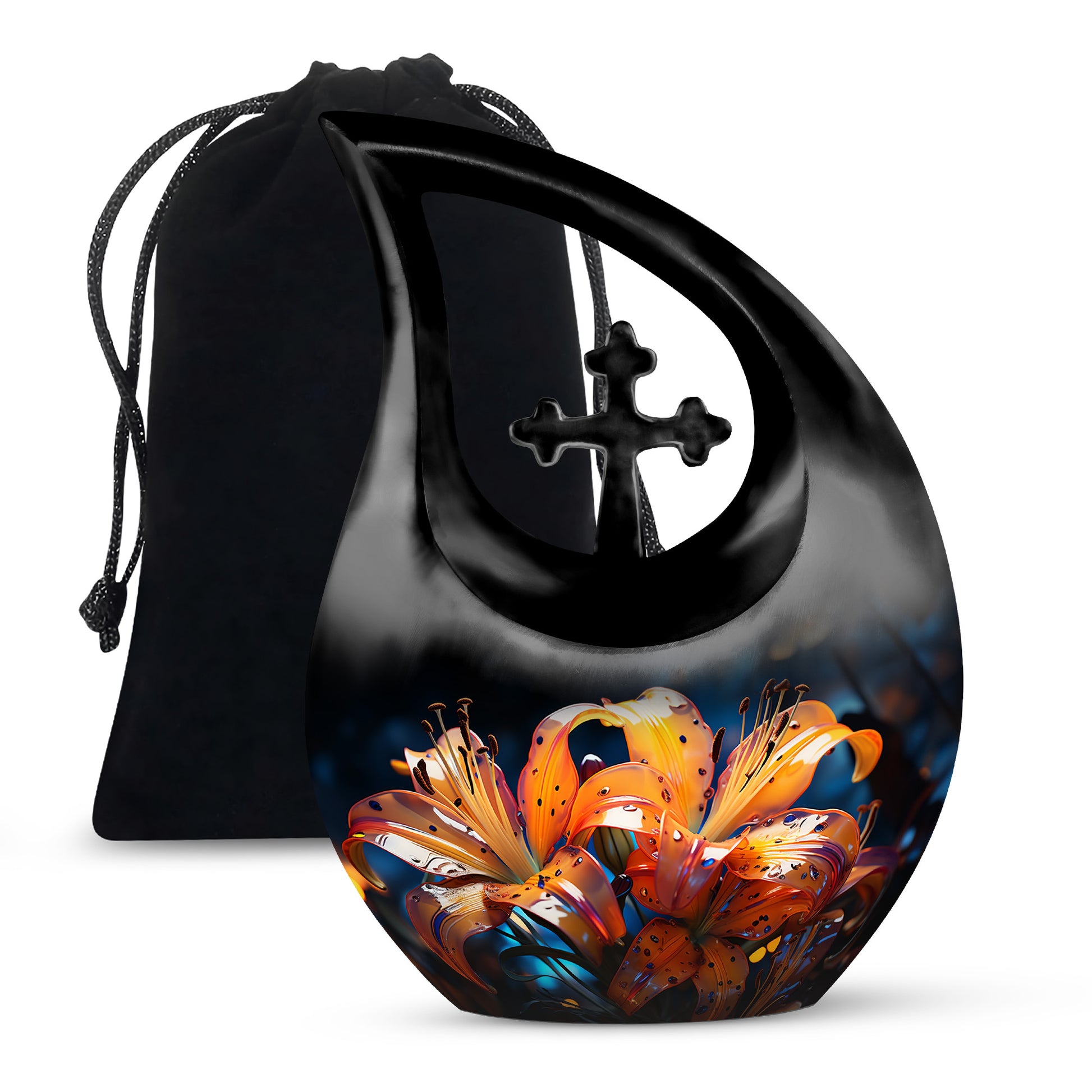 Tiger Lily Cremation Urn - Elegant Floral Memorial Urn For Human Ashes