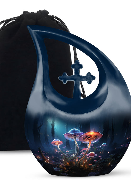 Glowing Mushroom Funeral Urn For Ashes - Aluminium Cremation Urn For Ashes