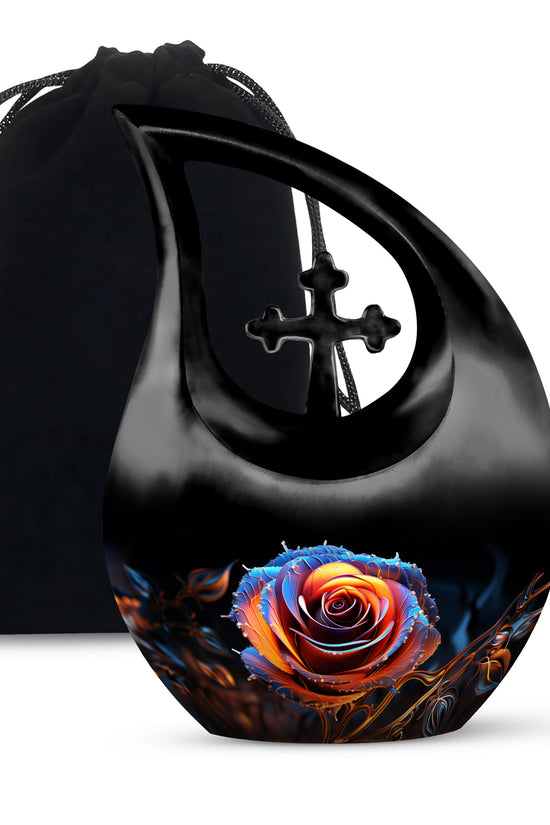 Beautiful Rose Theme Memorial Urn - Aluminum Cremation Urn For Loved Ones