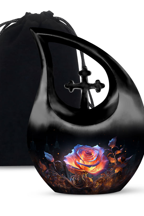 Glowing Rose Cremation Urn - Fantasy Memorial Urn For Ashes