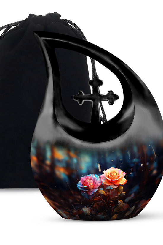 Pink Rose Memorial Urn - Large Memorial Urn For Male & Female