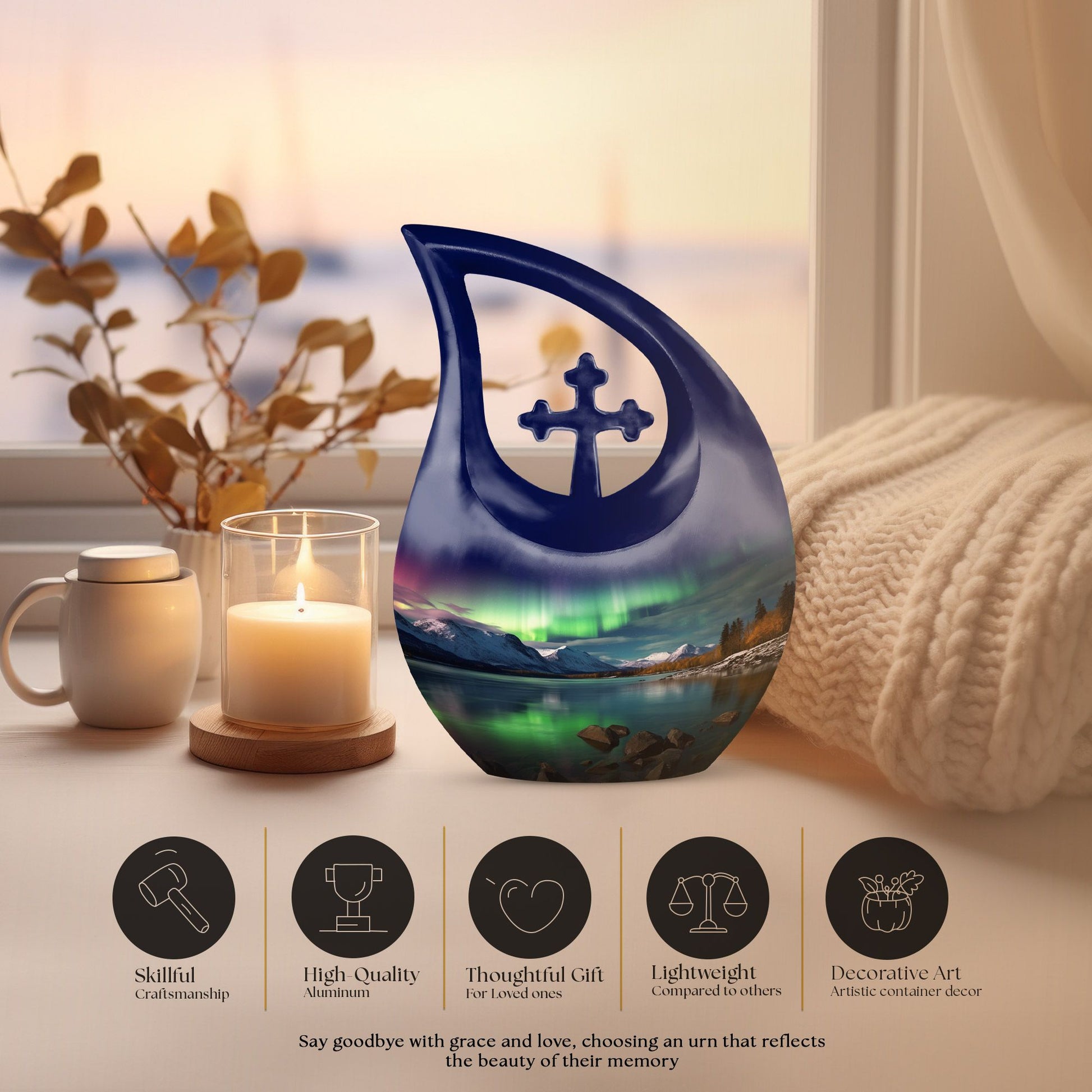 Aurora Borealis Urns For Ashes - Ash Keepsakes For Human Ashes Urn