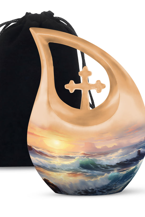 Beautiful Beach Theme Funeral Urn - Sunset Memorial Urn For Adult Ashes