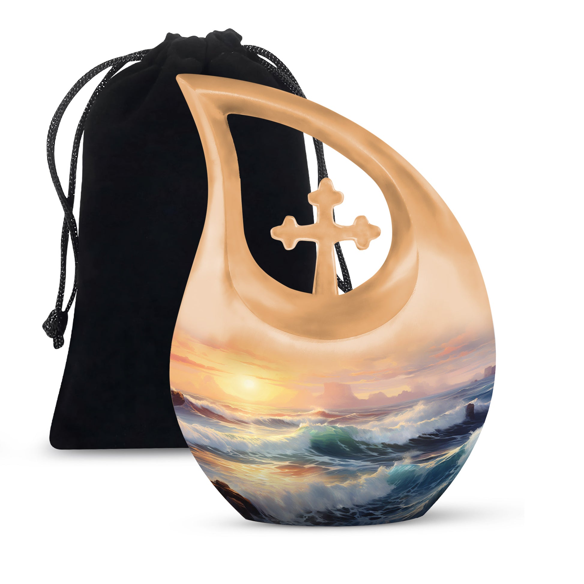 Beautiful Beach Theme Funeral Urn - Sunset Memorial Urn For Adult Ashes