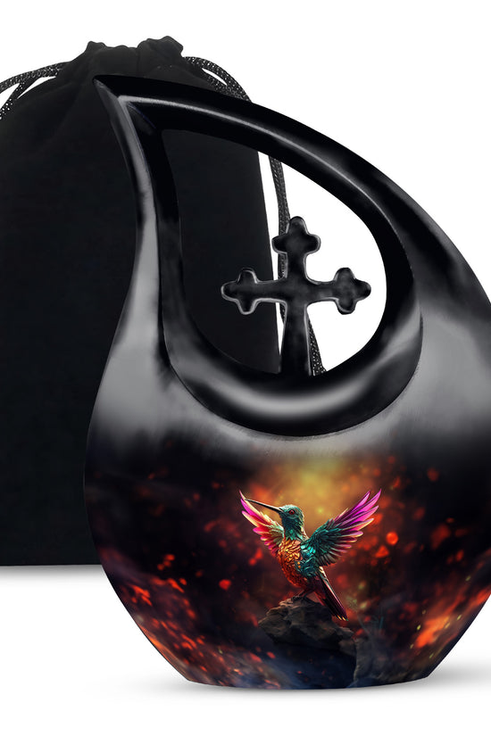 Colourful Hummingbird Memorial Urn - Premium Funeral Urn For Loved Ones