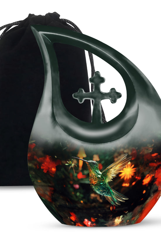 Crystal Hummingbird Memorial Urn - Premium Cremation Urn For Human Ashes