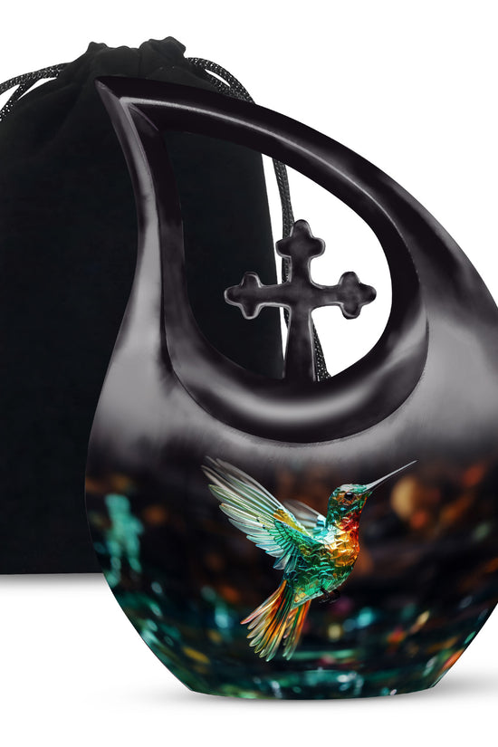 Crystal Hummingbird Theme Cremation Urn - Luxury Funeral Urn For Loved Ones