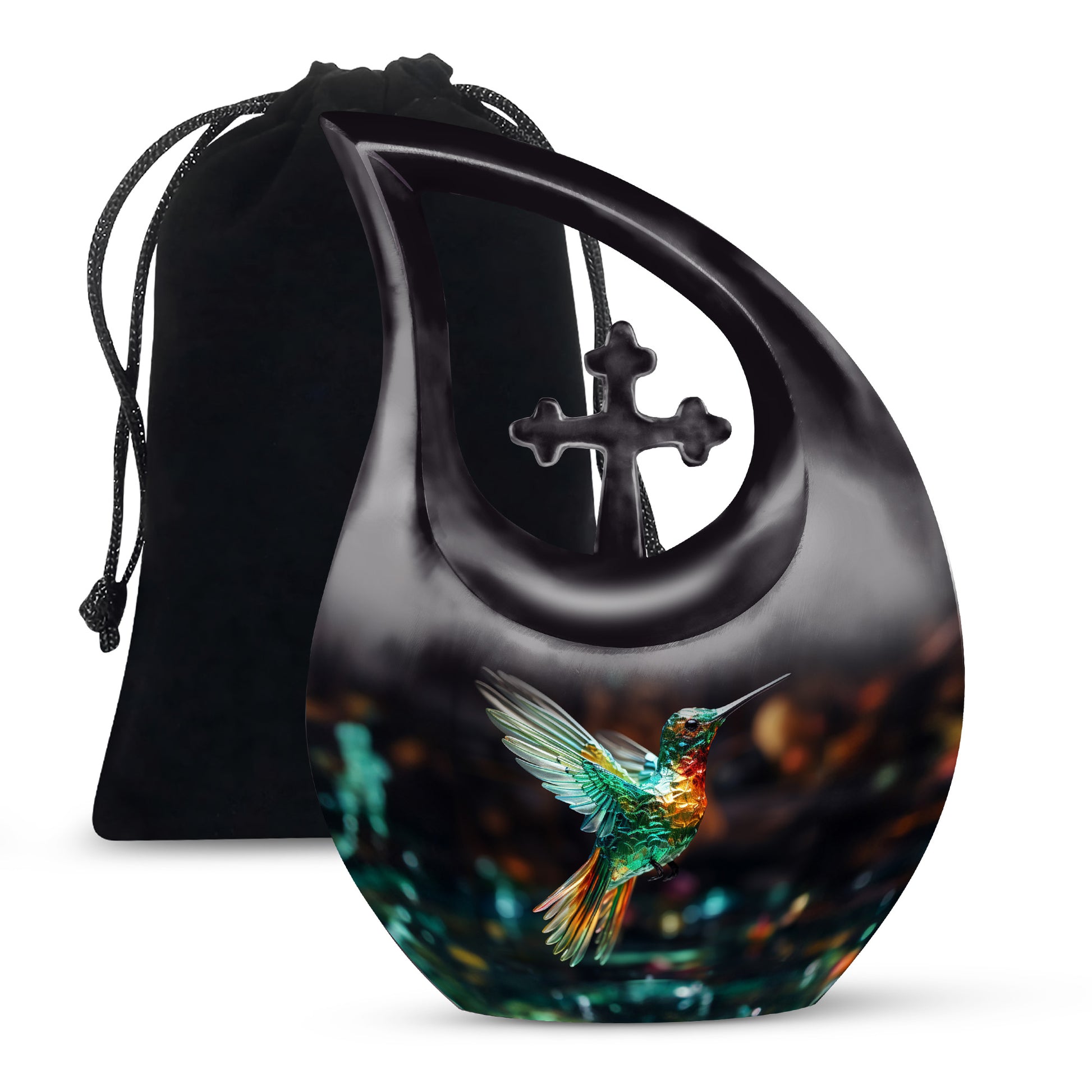 Crystal Hummingbird Theme Cremation Urn - Luxury Funeral Urn For Loved Ones
