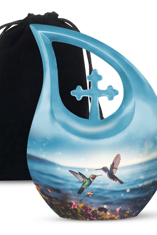 Couple Hummingbird Theme Funeral Urn - Beautiful Ashes Urn For Adults