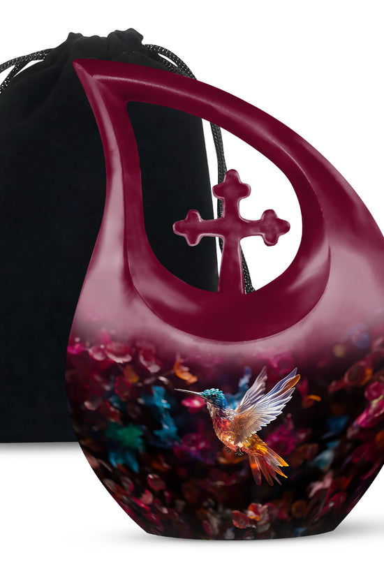 Colourful Decorative Hummingbird Memorial Urn - Cremation Urn For Male & Female