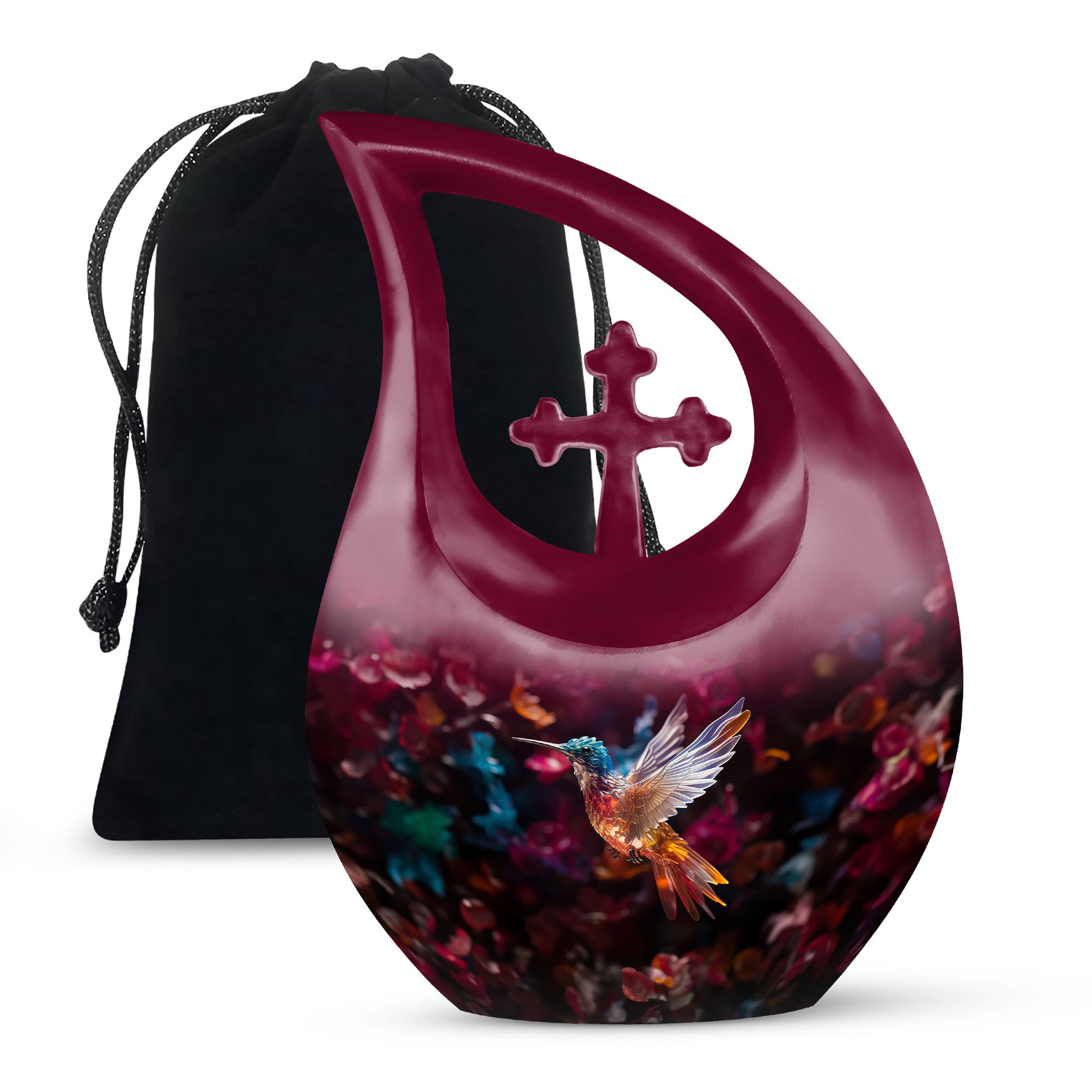 Colourful Decorative Hummingbird Memorial Urn - Cremation Urn For Male & Female