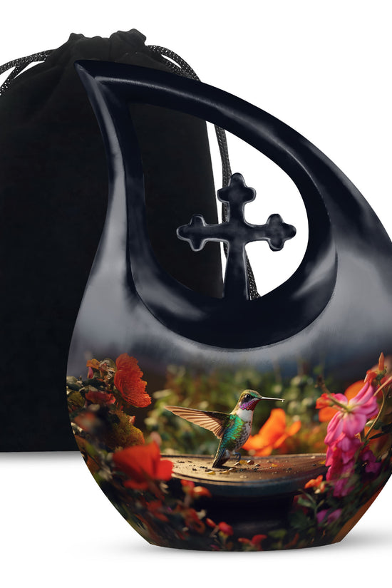 Elegant Hummingbird Memorial Urn - Aluminium Cremation Urn For Human Ashes
