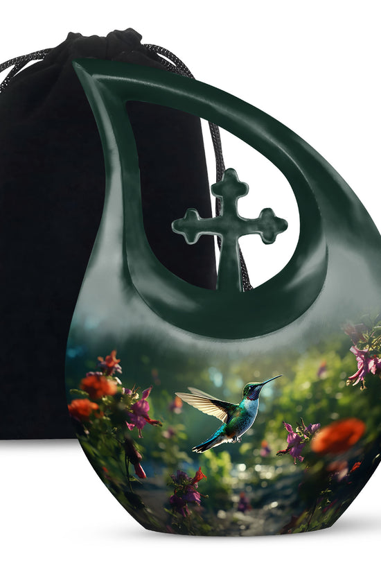 Hummingbird Cremation Urn - Forest Theme Urn For Human Ashes