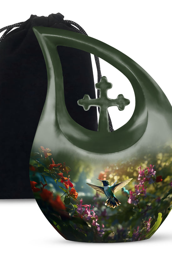 Flying Hummingbird Cremation Urn - Aluminium Memorial Urn For Ashes