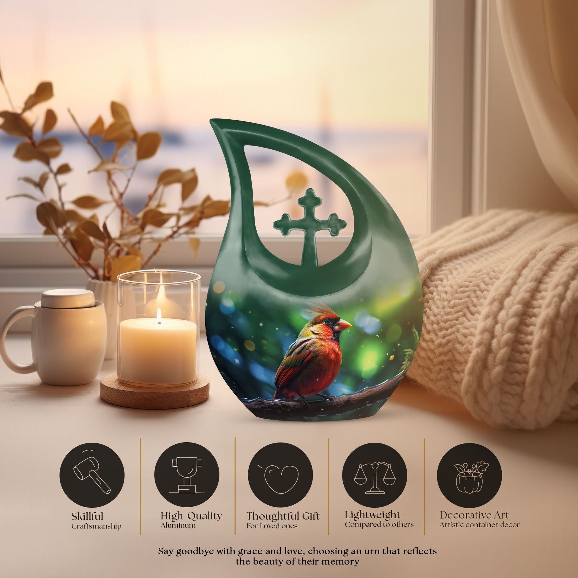 Cardinal Bird Urns For Ashes - Urn Keepsake Human Ashes