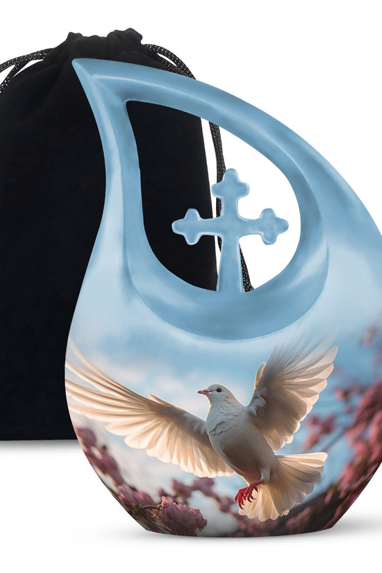 Beautiful Memorial Urn For Ashes - Dove Bird Theme CrematIon Urn