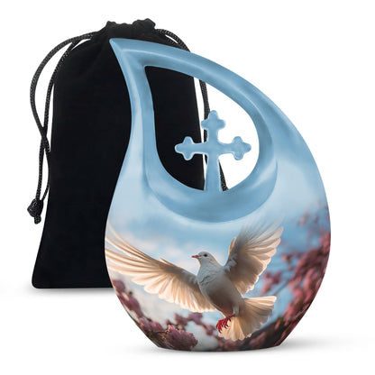 Beautiful Memorial Urn For Ashes - Dove Bird Theme CrematIon Urn