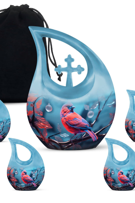 Cardinal Bird Urns For Ashes - Urn With Keepsake Combo