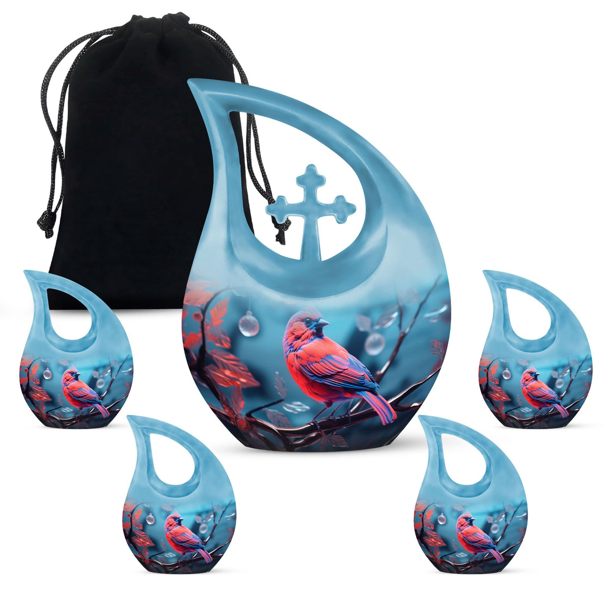 Cardinal Bird Urns For Ashes - Urn With Keepsake Combo