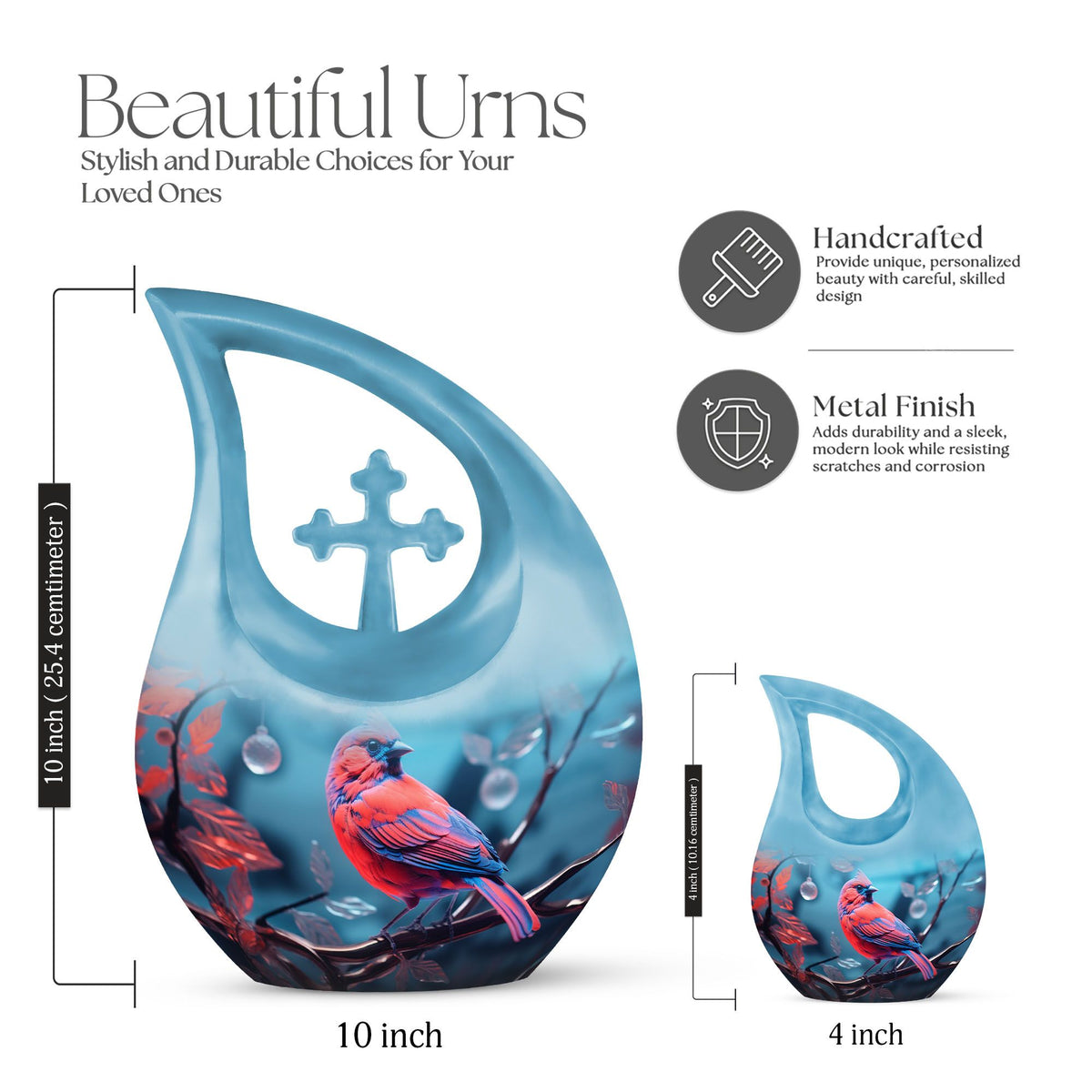 Cardinal Bird Urns For Ashes - Urn With Keepsake Combo