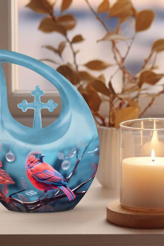 Cardinal Bird Urns For Ashes - Urn With Keepsake Combo