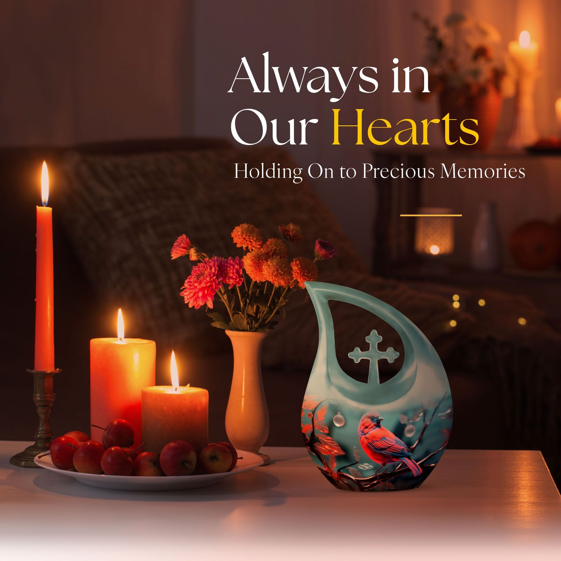 Cardinal Bird Urns For Ashes - Urn With Keepsake Combo
