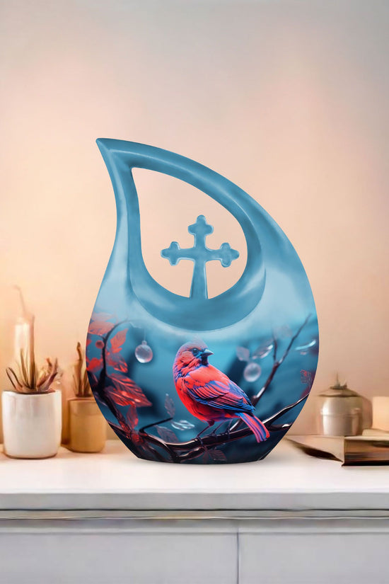 Cardinal Bird Urns For Ashes - Urn With Keepsake Combo