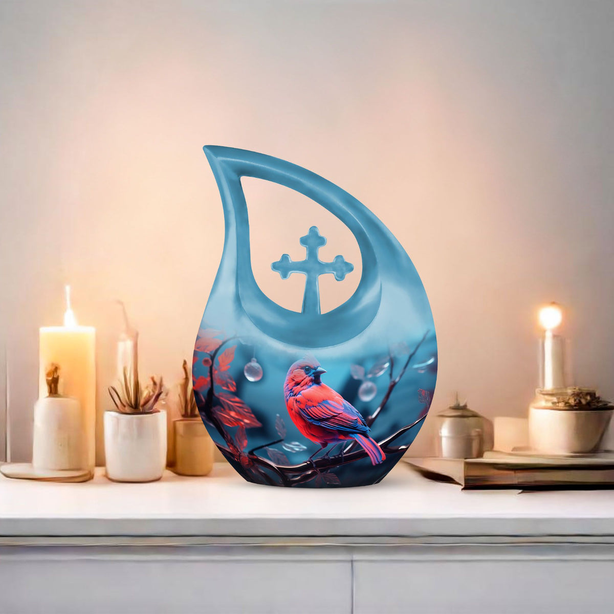 Cardinal Bird Urns For Ashes - Urn With Keepsake Combo