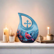 Cardinal Bird Urns For Ashes - Urn With Keepsake Combo