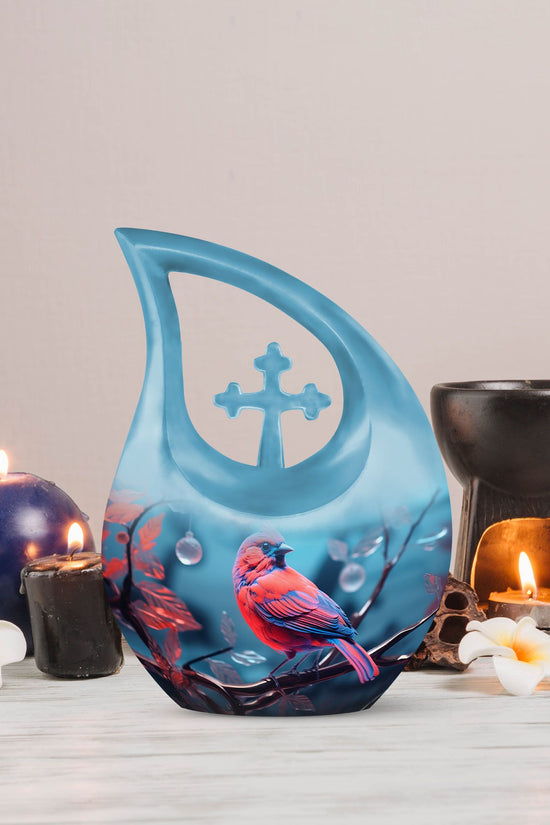 Cardinal Bird Urns For Ashes - Urn With Keepsake Combo