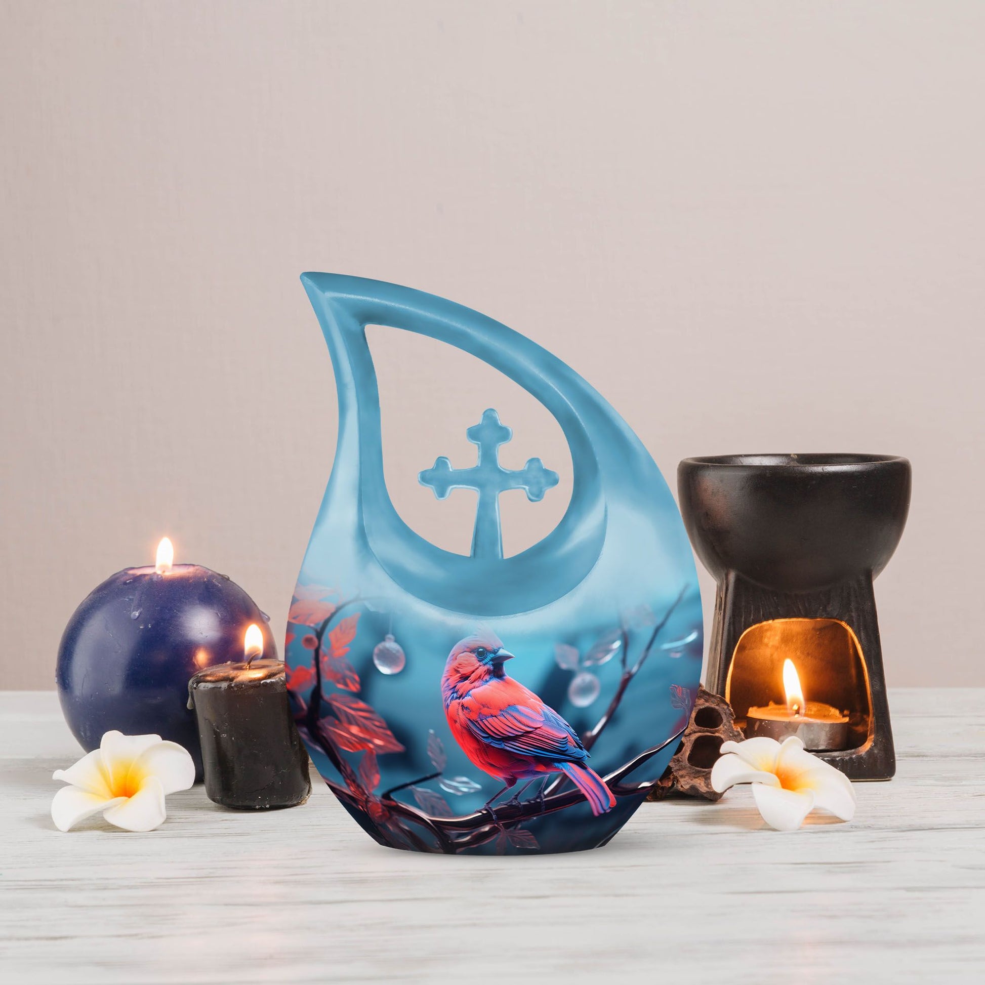 Cardinal Bird Urns For Ashes - Urn With Keepsake Combo