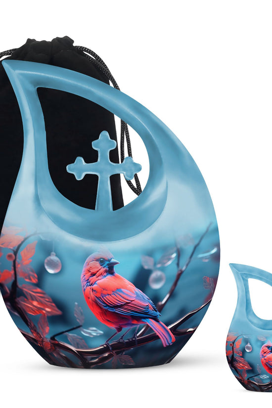 Cardinal Bird Urns For Ashes - Urn With Keepsake Combo