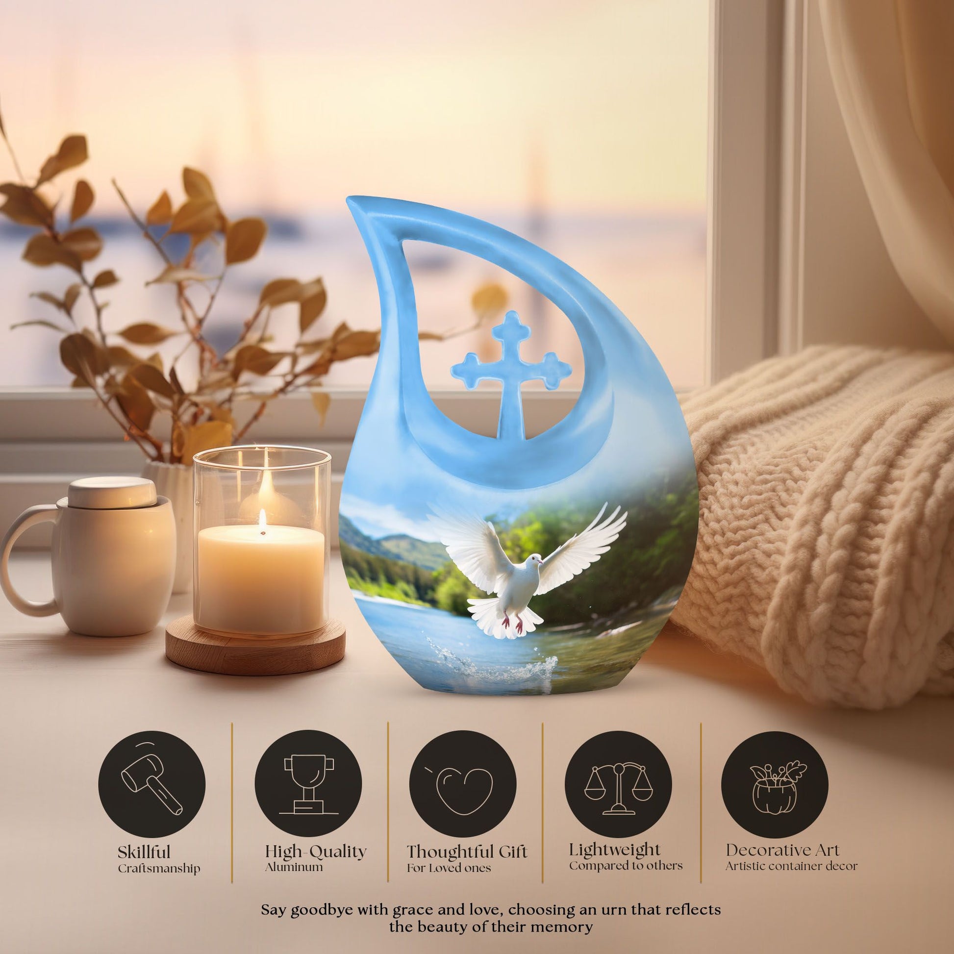 Dove Bird Urns For Ashes - Urn Keepsake Combo Set