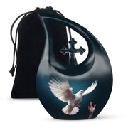 Dove Bird Beautiful Funeral Urn - Blue Aluminium Urn For Human Ashes