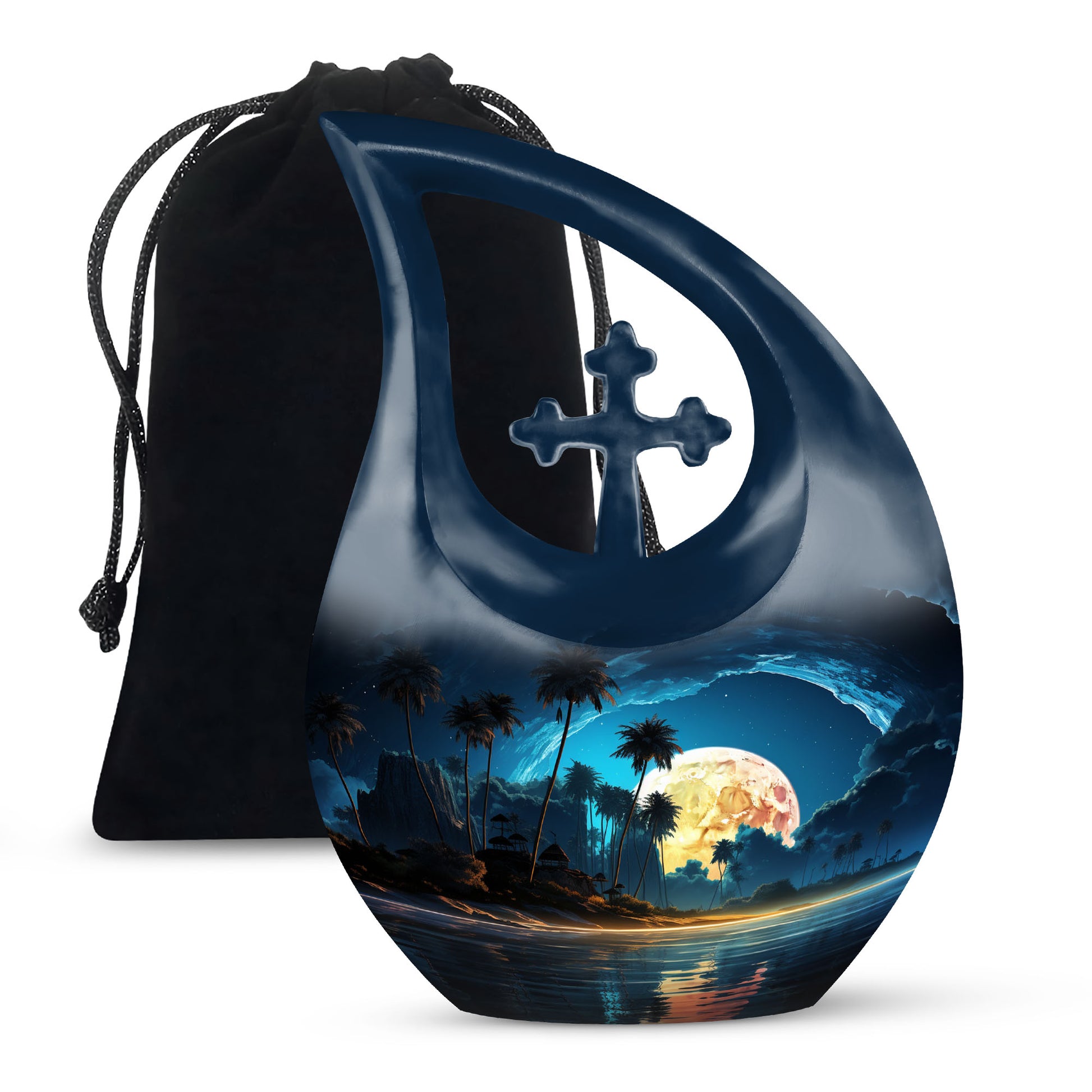 Night Beach Memorial Urn - Moonlight Cremation Urn For Loved Ones