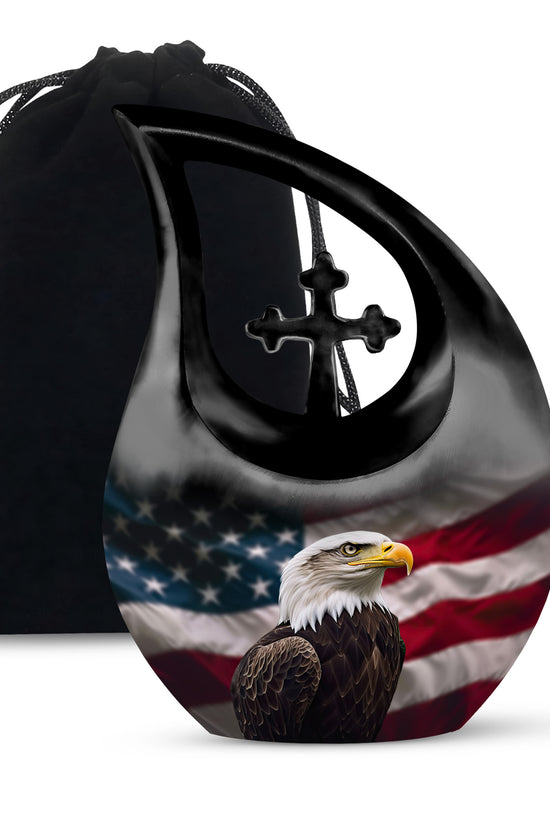 Bold Eagle Cremation Urn - Military Veteran Theme Memorial Urn For Human Ashes