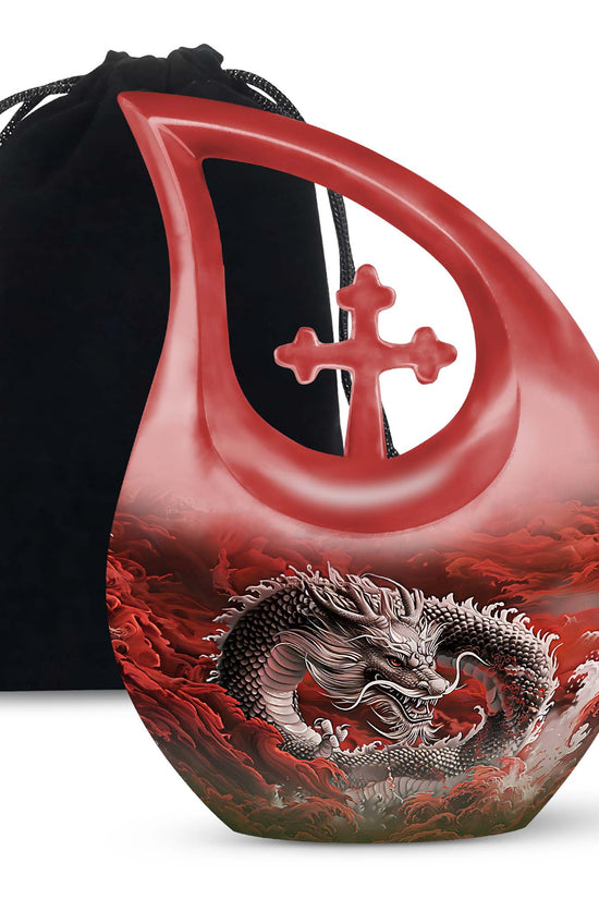 Japanese Dragon Memorial Urn - Aluminium Large Urn For Adult Ashes