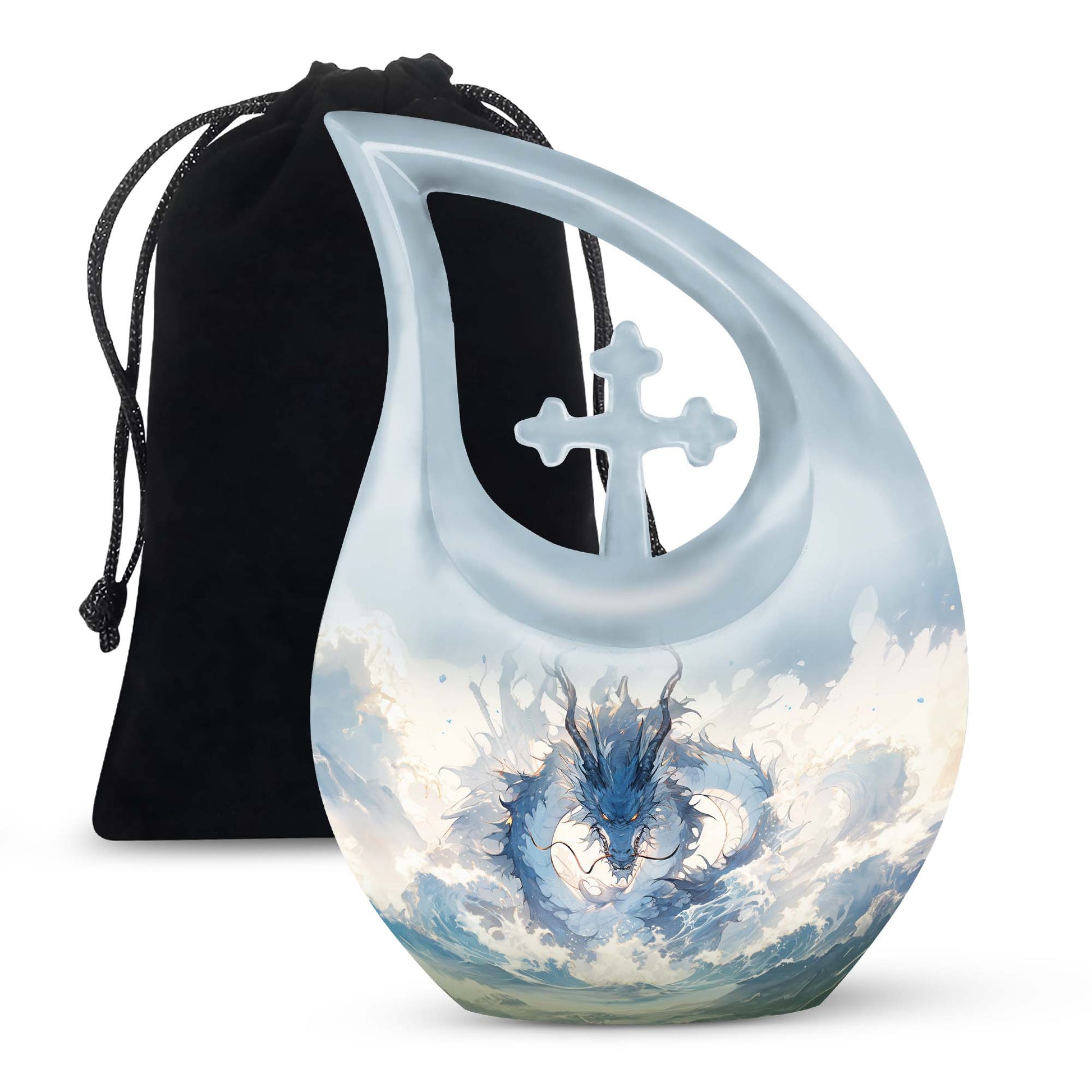 Mystic Blue Dragon Cremation Urn For Adult - Artistic Funeral Urn For Ashes