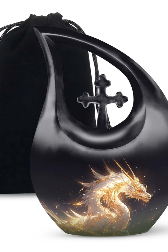 Black Shadow Dragon Cremation Urn For Ashes - Elegant Memorial Urn
